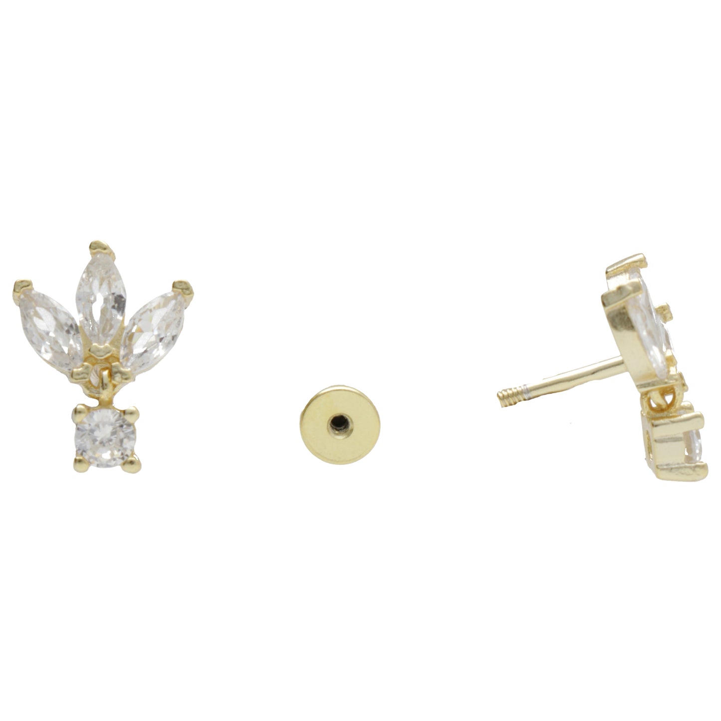 PIERCING TRE ZIRC CON PENDENTE E CHIUSURA A VITE