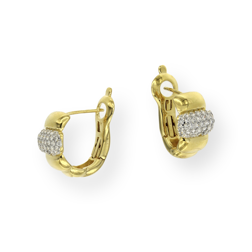 OR CLIP CON PERNO LISCIO E ZIRCONI