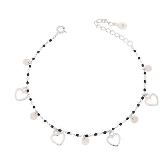 BR PERLINE NERE E CHARM CUORI E CERCHI