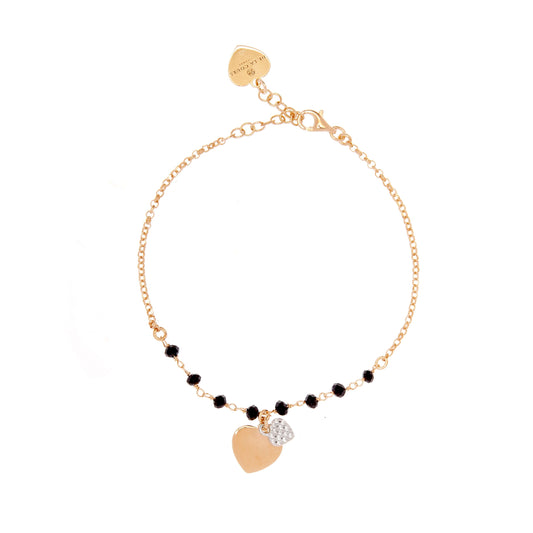 BR PERLINE NERE CHARM DOPPIO CUORE
