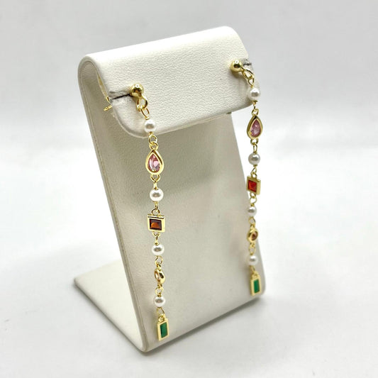 OR PENDENTE PERLE E ZIRC COLORATI