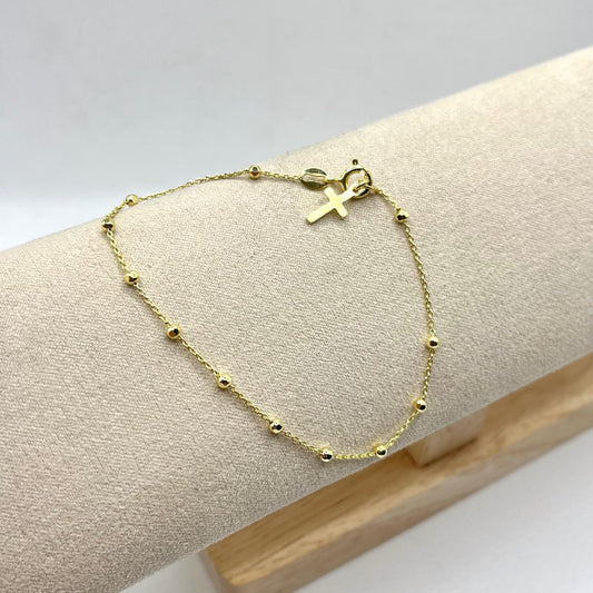 RS BRACCIALE PALLINE 2,5 MM E CROCE