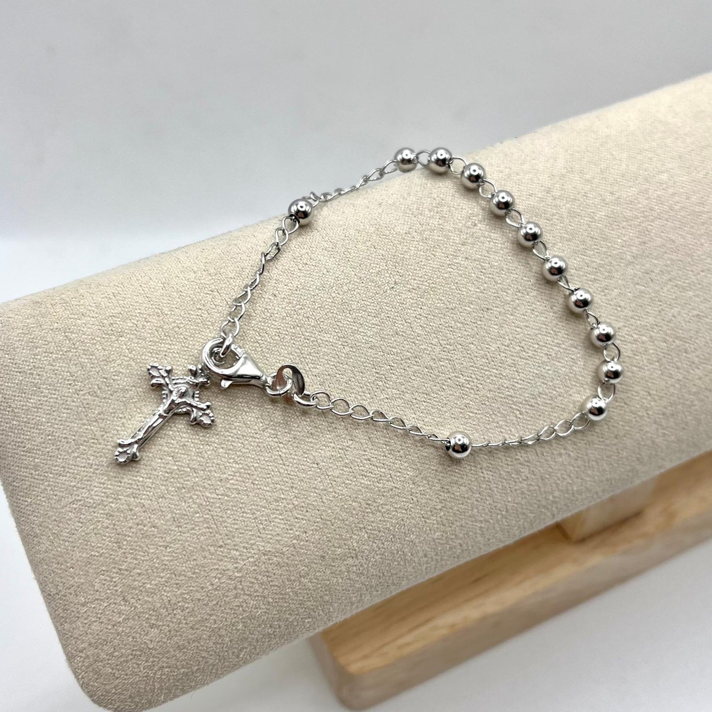 RS BRACCIALE ROSARIO PALLINE 4 MM E CROCE