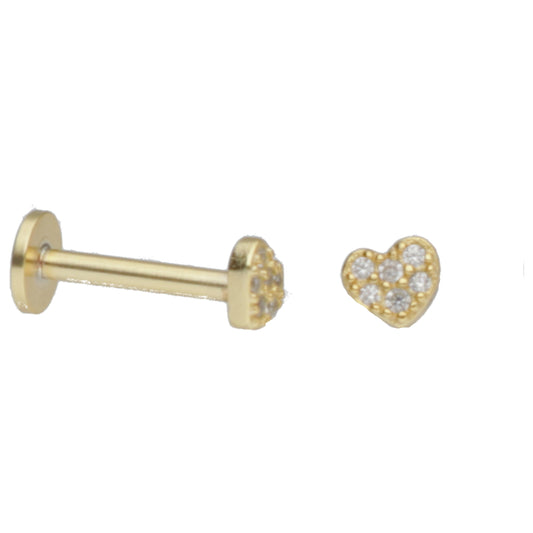 PIERCING CUORE ZIRC CON CHIUSURA A VITE PIATTA