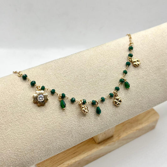 BR PERLINE VERDI E CHARM QUADRIFOGLIO