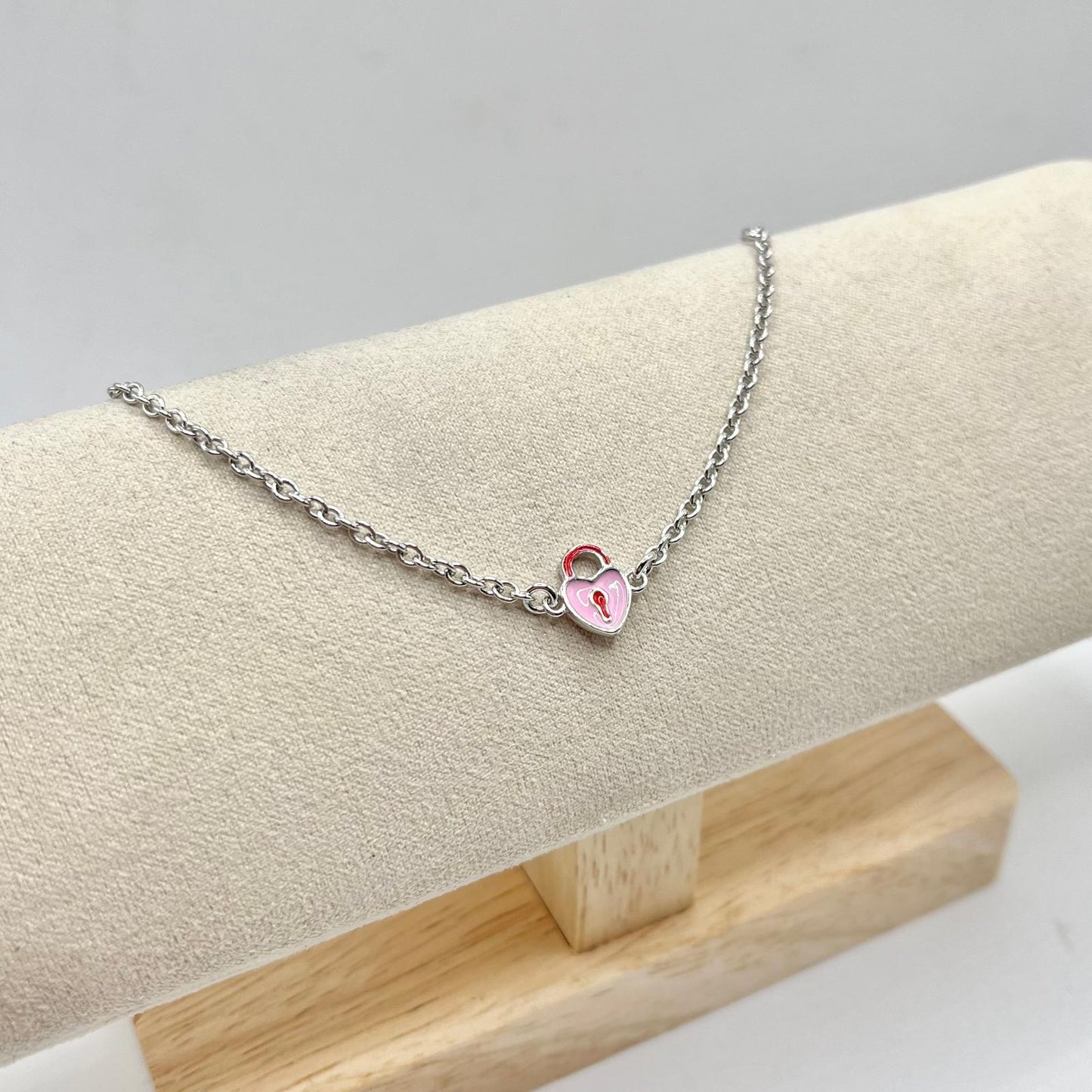 BR LUCCHETTO A CUORE ROSA