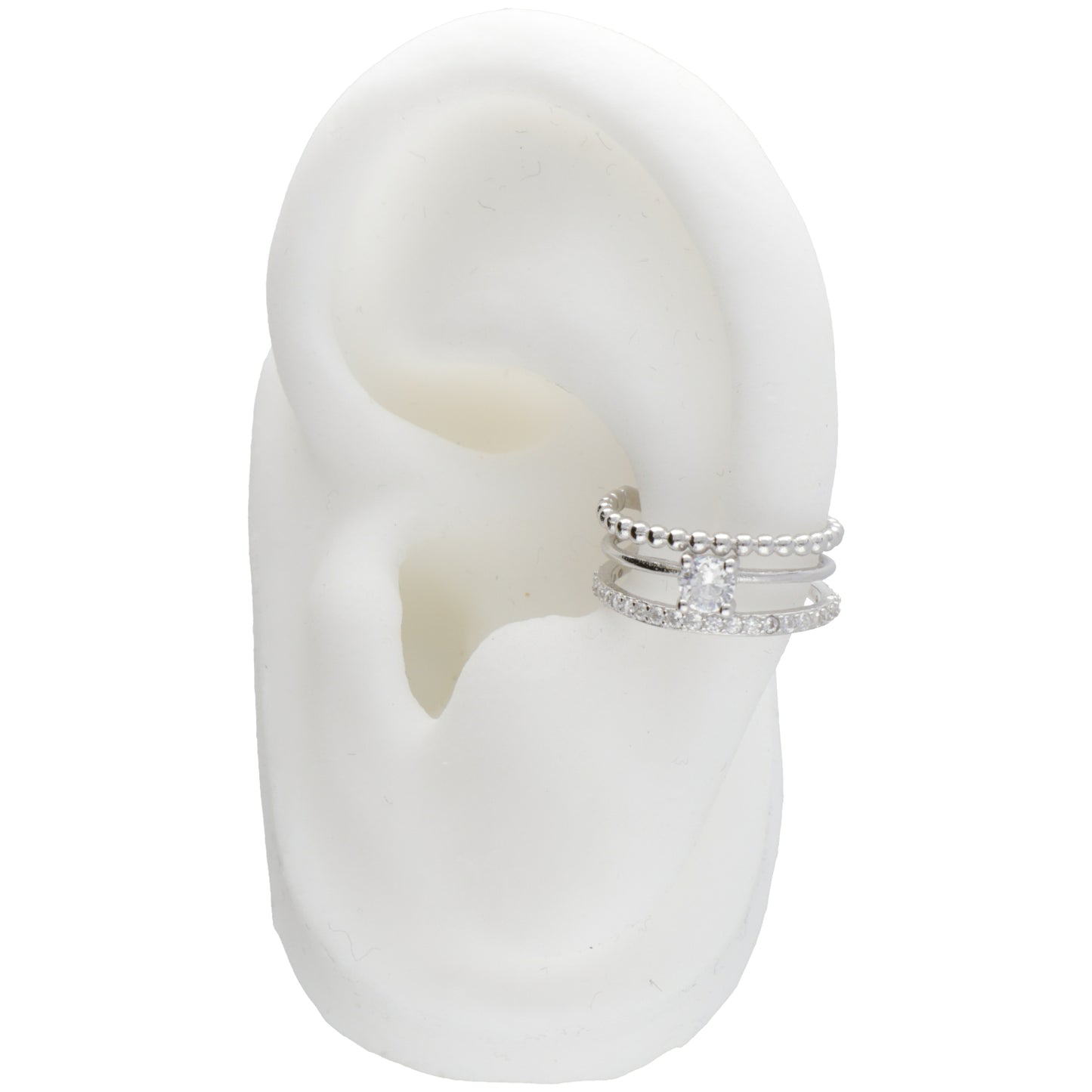 EARCUFF FILA LISCIA PALLINE E ZIRCONI