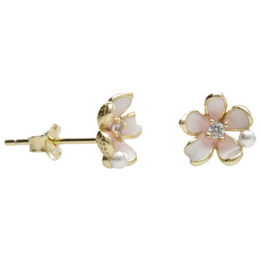 OR FIORE SFUMATURA CON ZIRC E PERLA