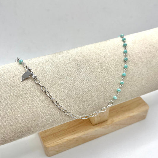 CAVIGLIERA PERLINE BLU E DELFINO