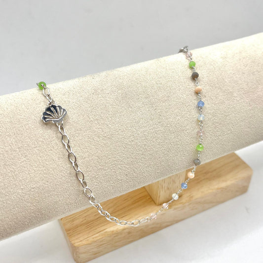 CAVIGLIERA PERLINE COLORATE E CONCHIGLIA