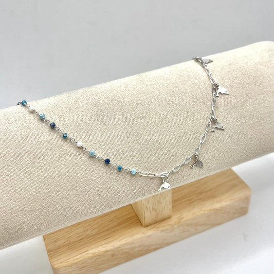 CAVIGLIERA PERLINE BLU E DELFINI