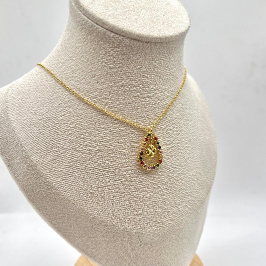 CL OVALE ZIRC COLORATI E QUADRIFOGLIO