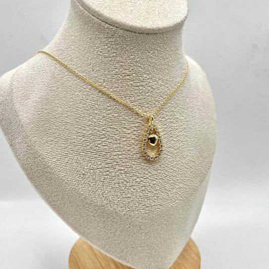 COLLANA GOCCIA ZIRC CON CUORE BOMB