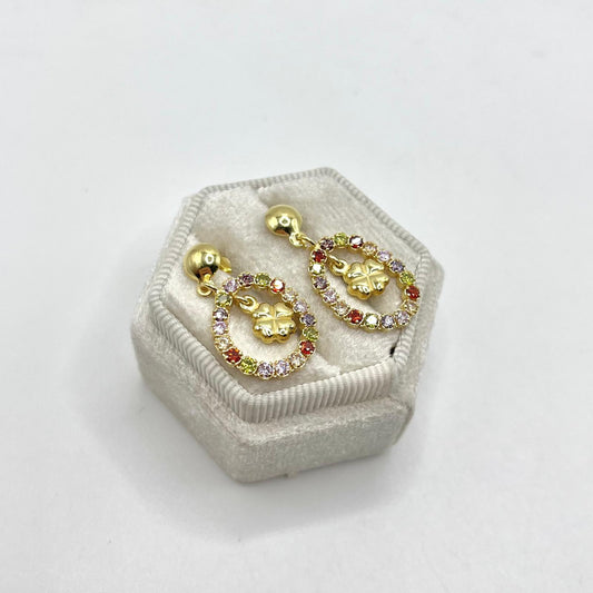 OPN OVALE ZIRC MULTICOLOR E QUADRIFOGLIO