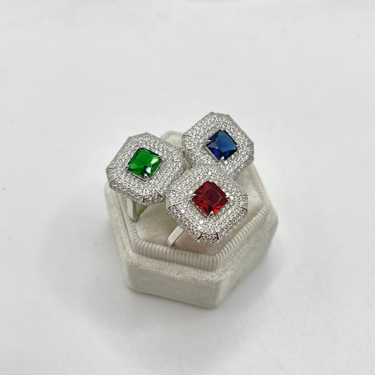 AN QUADRATO ZIRC E PIETRA COLORATA