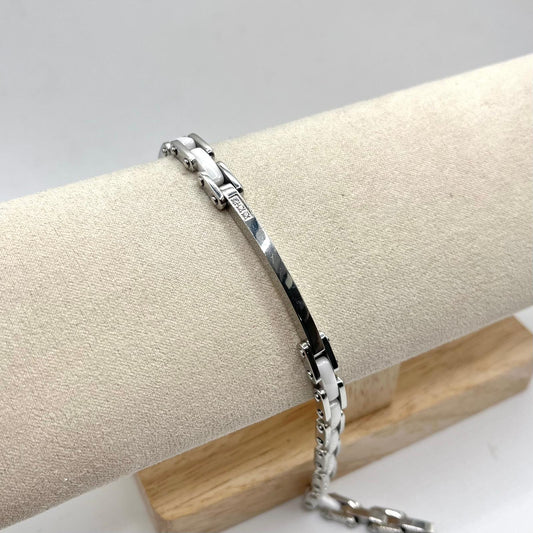 BR ACCIAIO TARGETTA E INSERTI BIANCHI