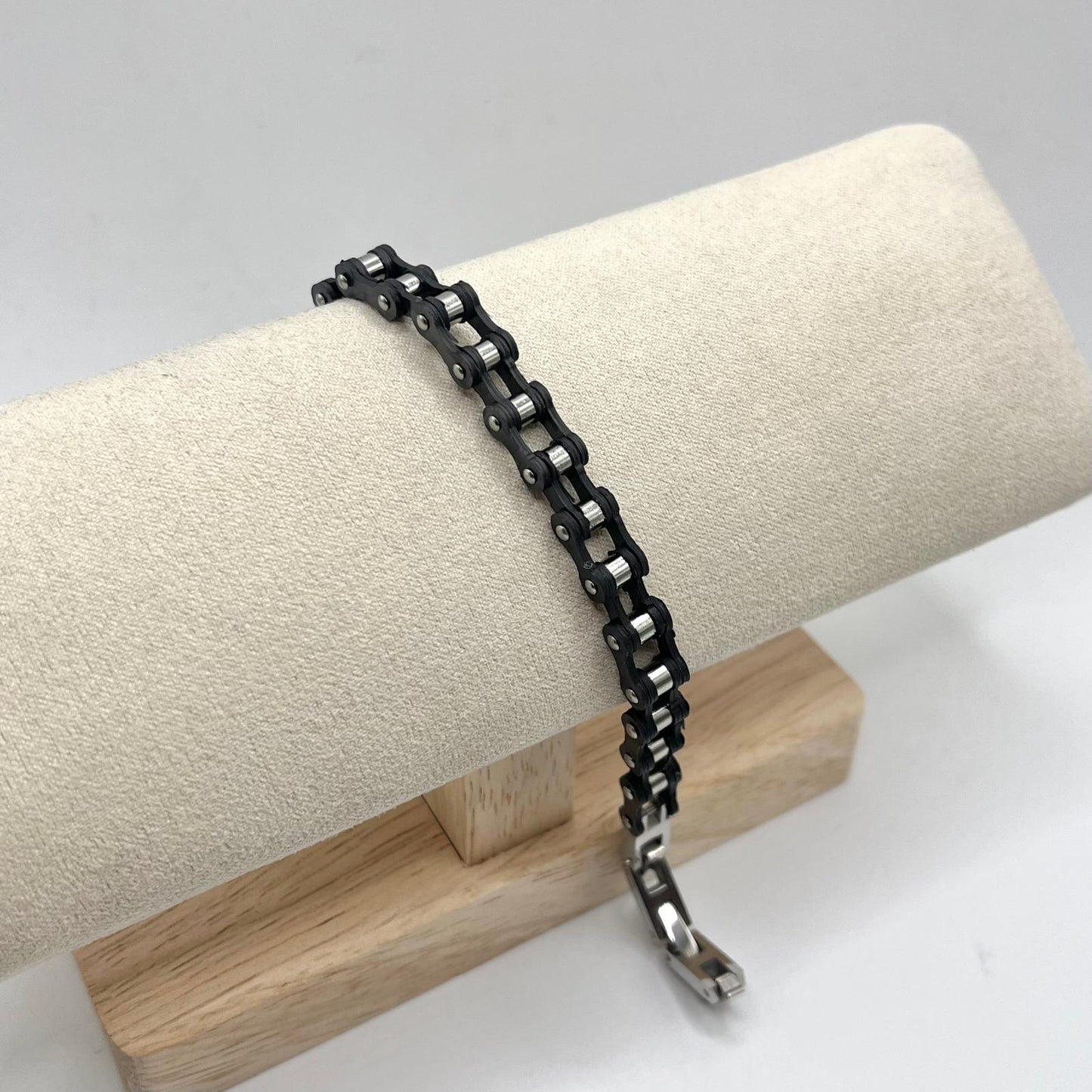 BR UOMO MAGLIA CATENA NERO E ACCIAIO