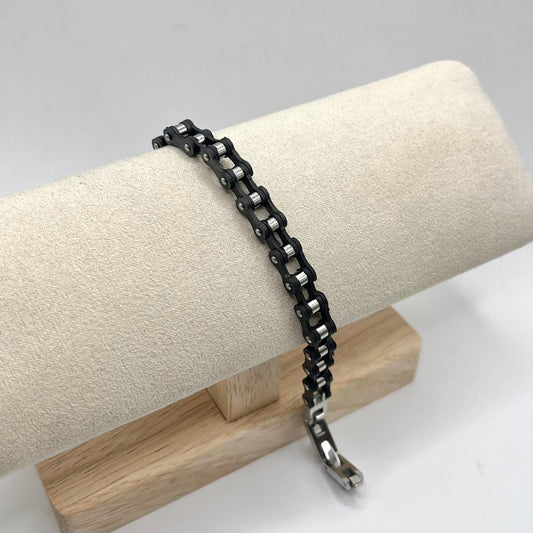 BR UOMO MAGLIA CATENA NERO E ACCIAIO