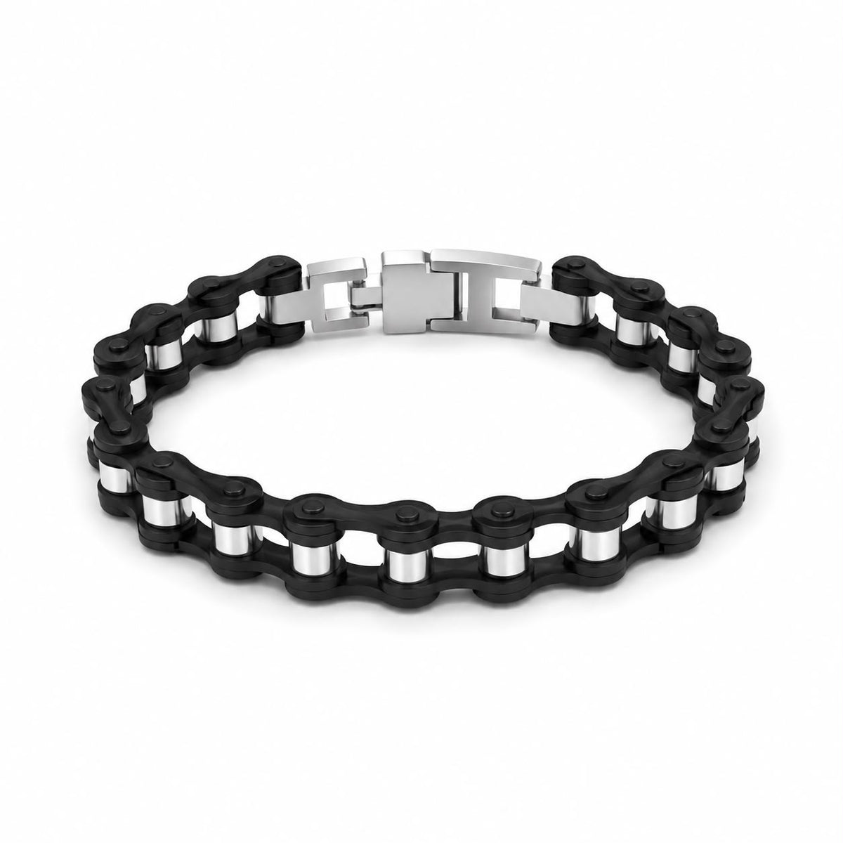 BR UOMO MAGLIA CATENA NERO E ACCIAIO