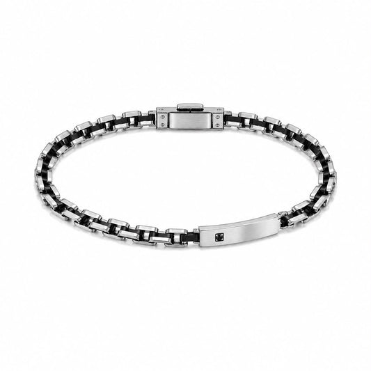 BR ACCIAIO NERE + PIASTRINA CON ZIRC