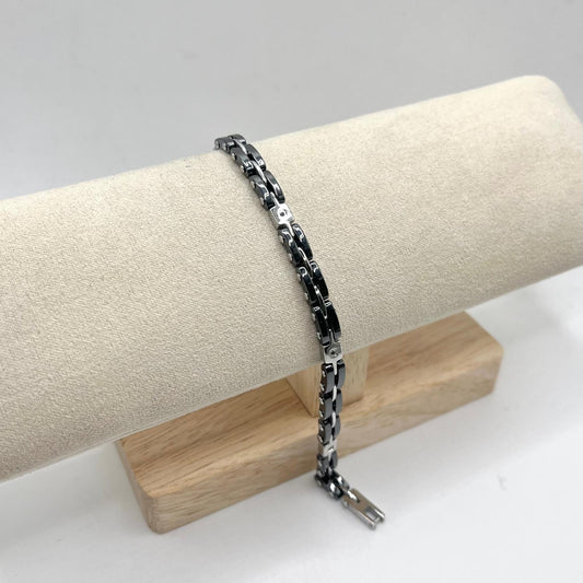 BR ACCIAIO IP BLACK E INSERTI ZIRC NERO