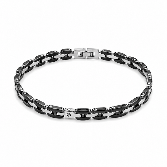 BR ACCIAIO IP BLACK E INSERTI ZIRC NERO