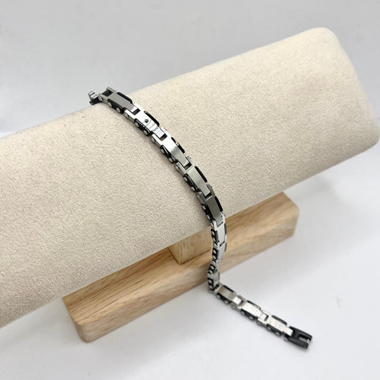 BR ACCIAIO PVD NERO + 1 ZIRC NERO