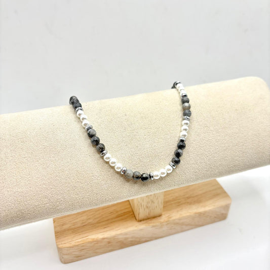 BR ACCIAIO PALLINE GRIGIE E PERLE 4,5 MM