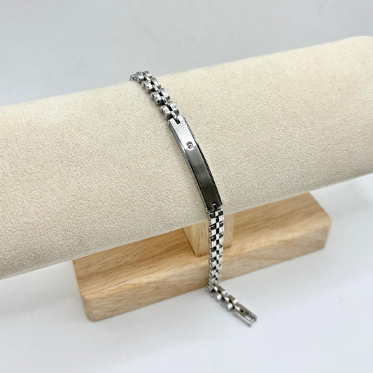 BR ACCIAIO TARGA CON ZIRCONE NERO