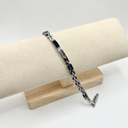 BR ACCIAIO TARGA E 5 ZIRC NERI