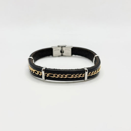 BR ACCIAIO IN PELLE CON CATENA