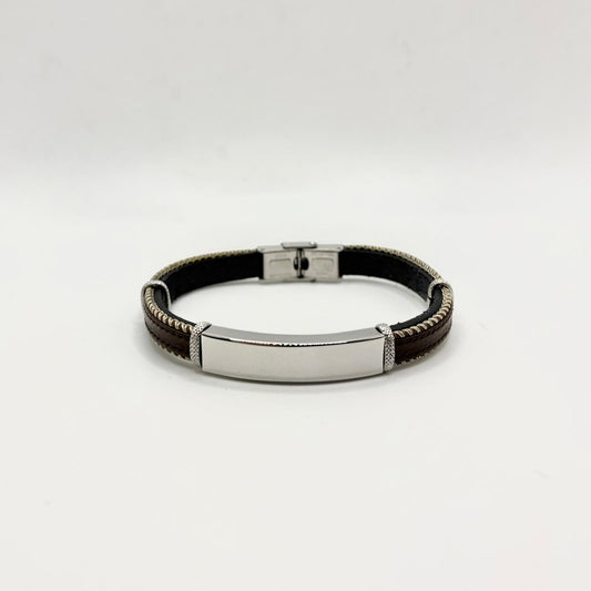 BR ACCIAIO IN PELLE CON TARGA LISCIA