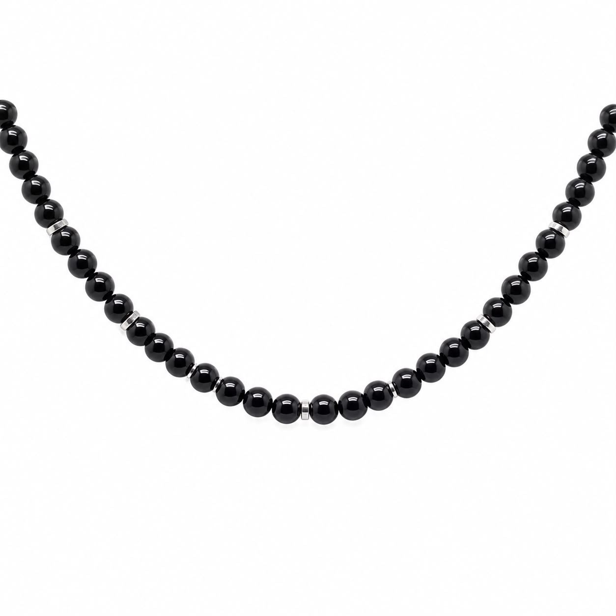 CL ACCIAIO PALLINE NERE 4MM