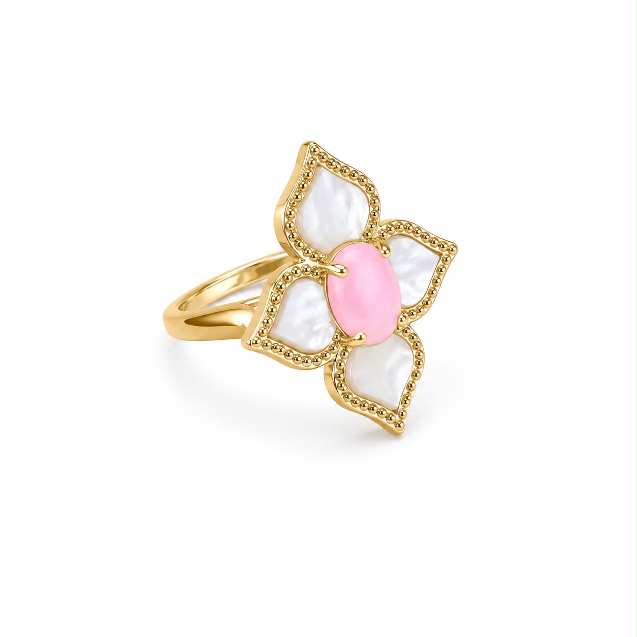 AN BRONZO CON FIORE ZIRC E MADREPERLA