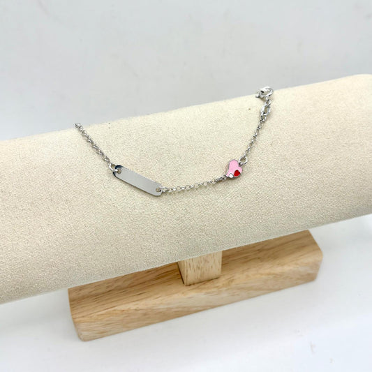 BR BIMBA TARGHETTA E CUORE SMALTO