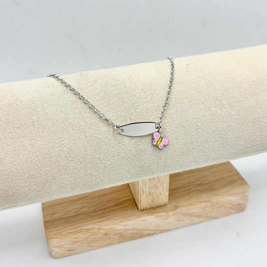 BR BIMBA TARGHETTA E FARFALLA PENDENTE