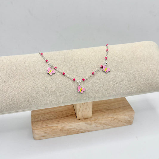 BR BIMBA PERLINE ROSA E FARFALLE SMALTO