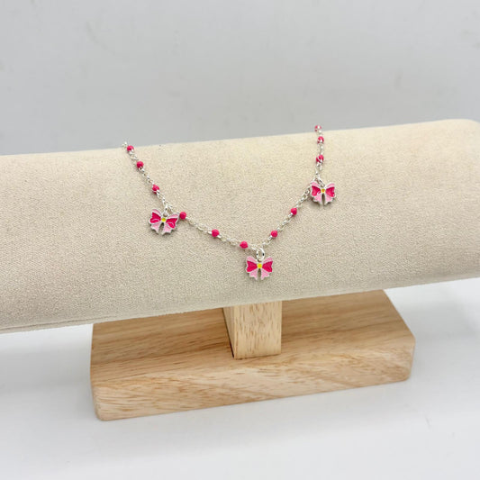 BR BIMBA PERLINE ROSA E FIOCCO SMALTO