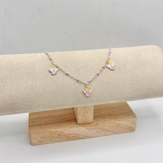 BR BIMBA PERLINE ROSA E ANGIOLETTI PENDENTI