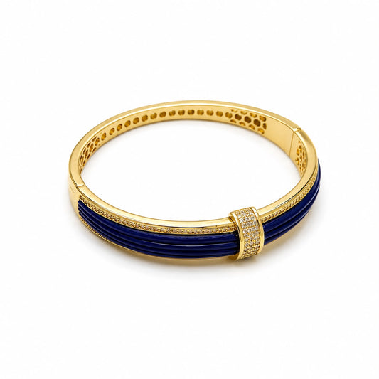 BR RIGIDO BRONZO BLU CON BARRA ZIRCONI