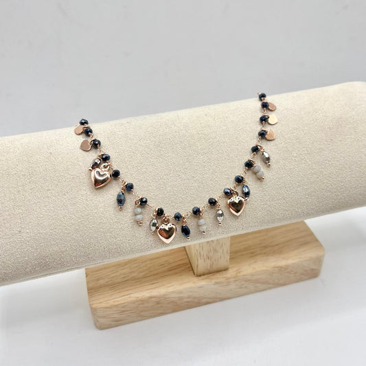 BR PERLINE E CHARMS CUORI PEND