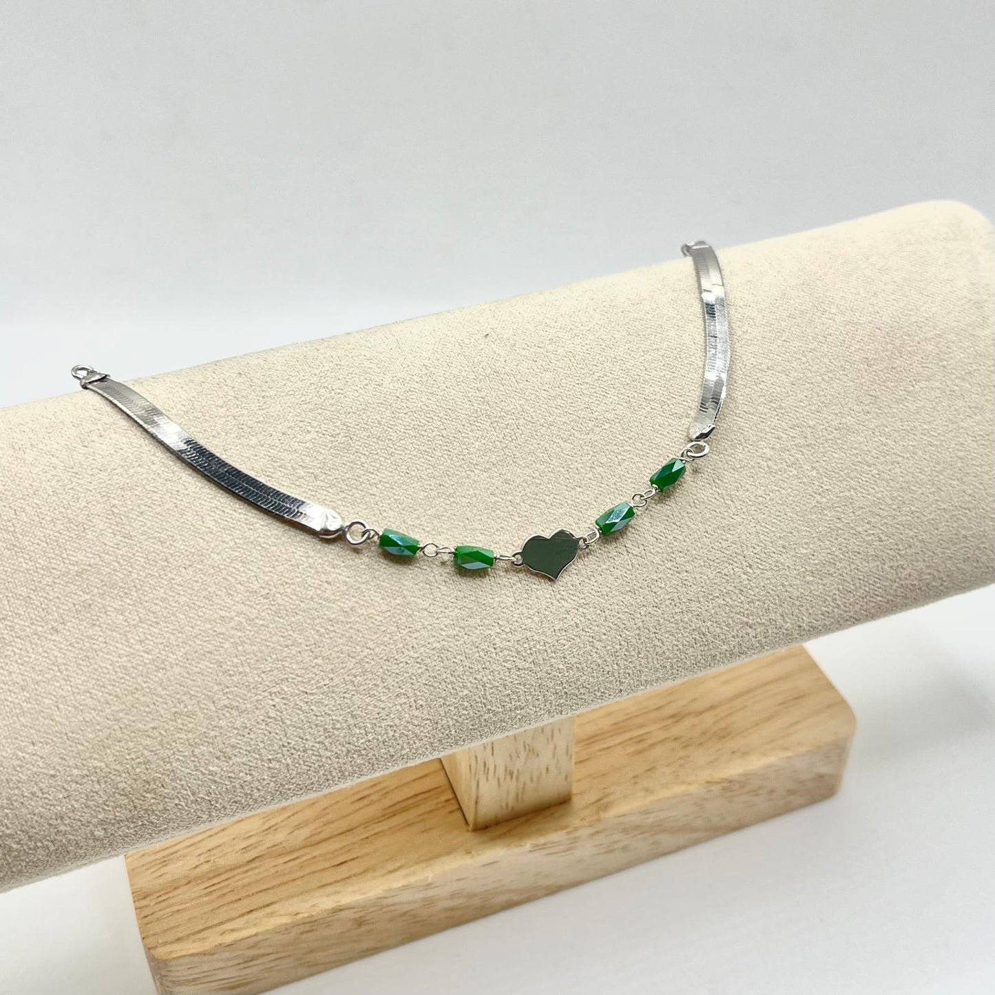 BR SNAKE CUORE E PERLINE VERDI