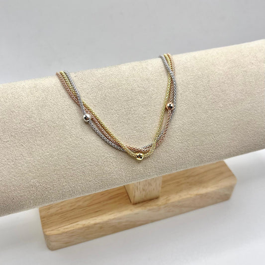 BR 3 FILI MAGLIA COREANA E 3 PALLINE LUCIDE 4MM