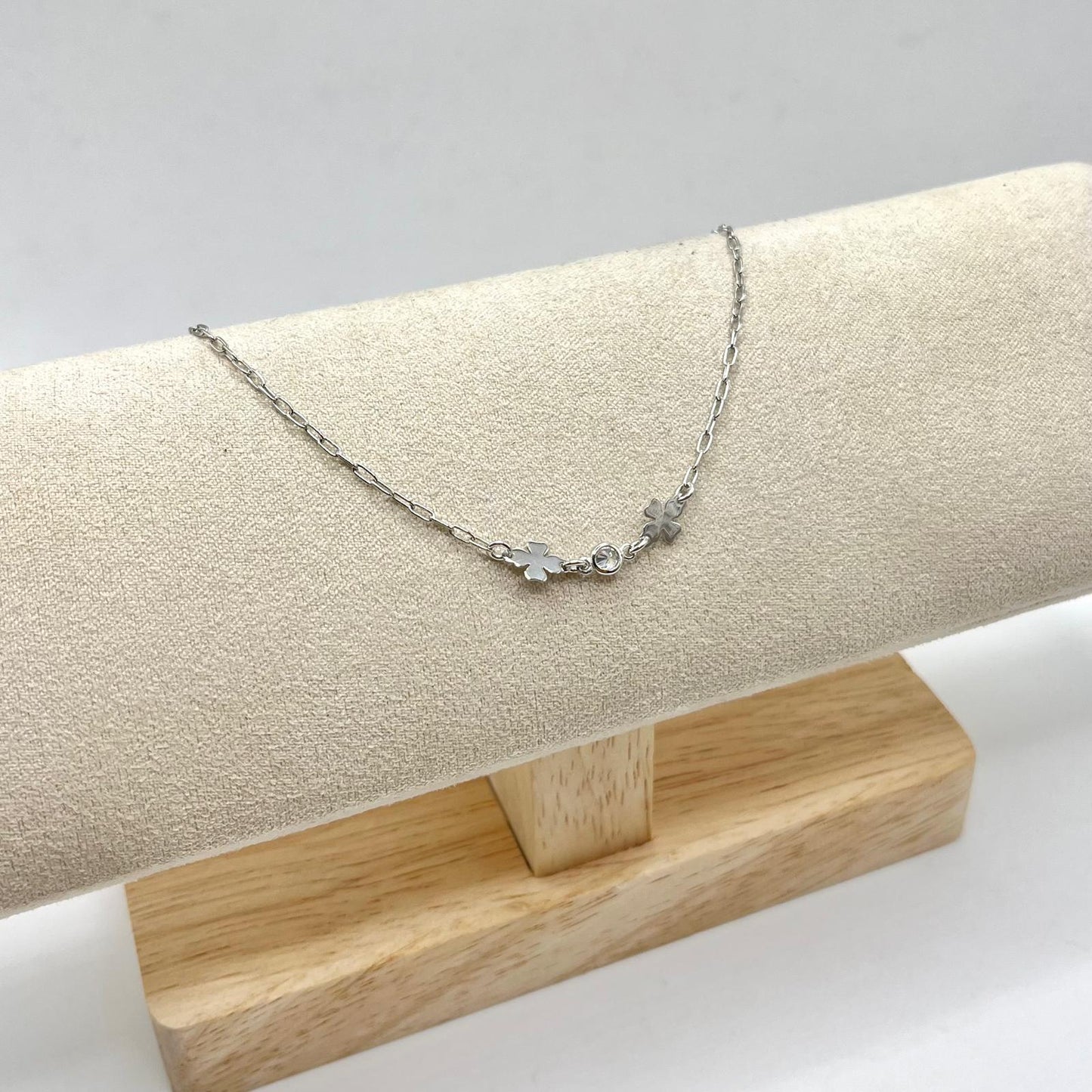 BR CATENA 2 QUADRIFOGLI + ZIRCONE