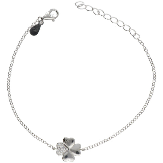 BR QUADRIFOGLIO LISCIO E ZIRCONI