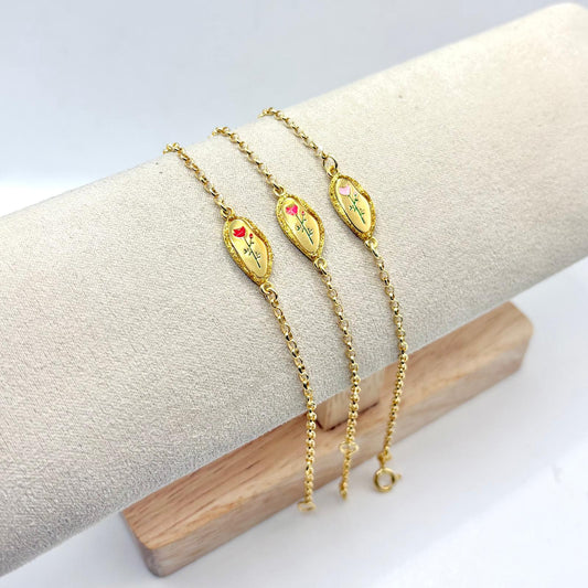 BR TARGA BRILLANTINI E ROSA SMALTO