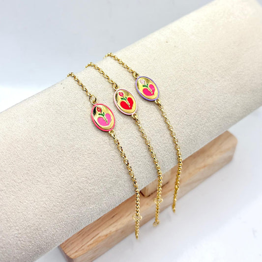 BR TARGA OVALE E ROSA SMALTO