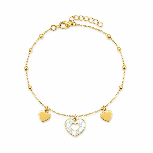 BR CHARM CUORI LISCI E 1 CON MADREPERLA