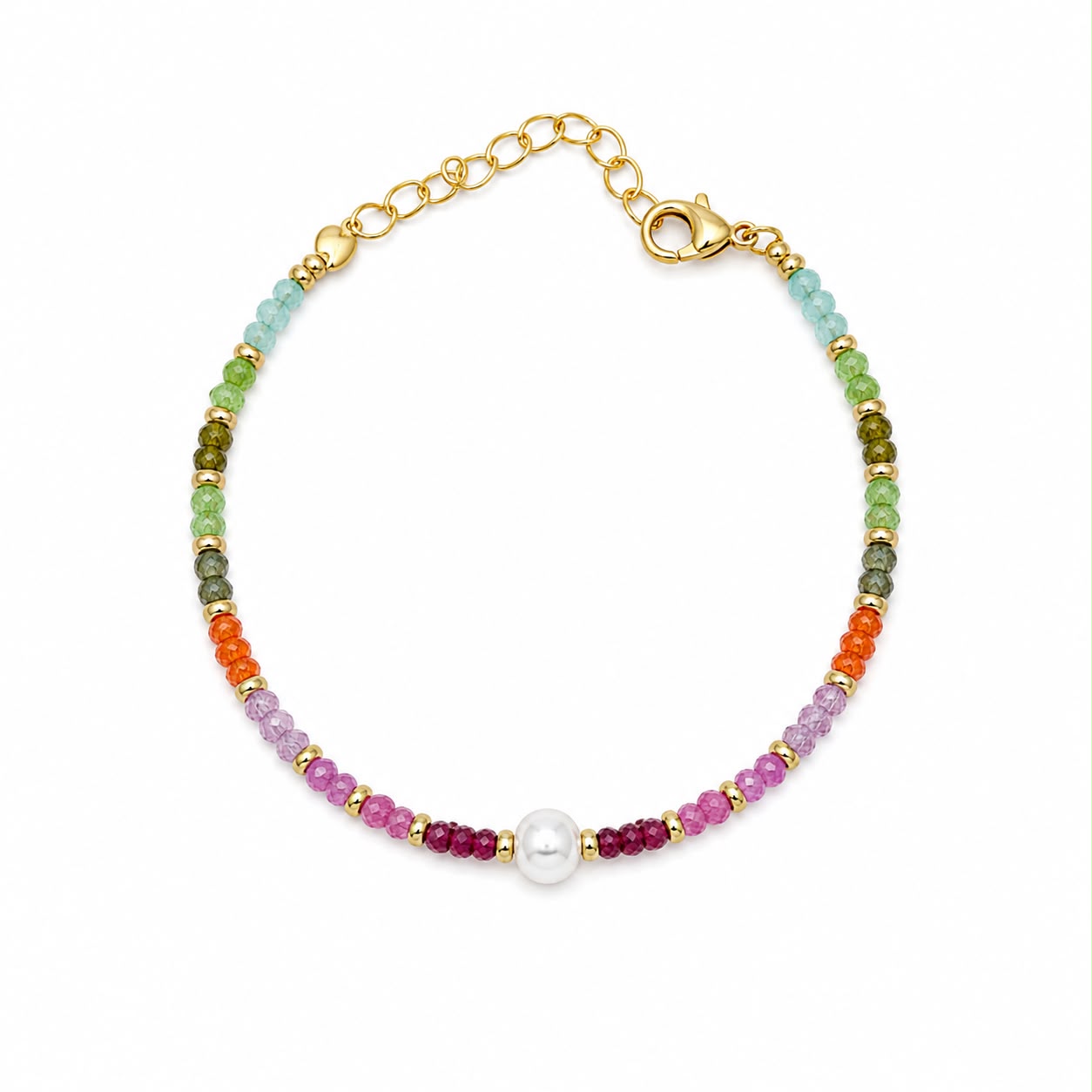 BR BRONZO PERLINE MULTICOLORE E PERLA