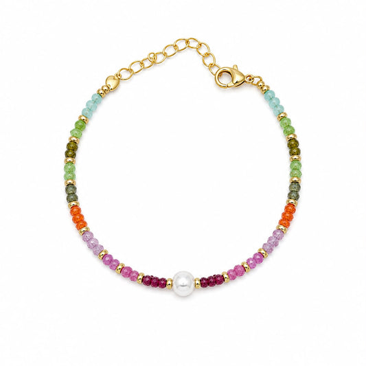 BR BRONZO PERLINE MULTICOLORE E PERLA